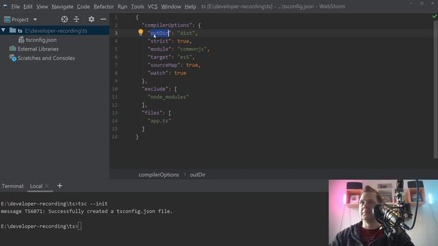 Learn TypeScript - Up and running with TypeScript config file - TypeScript tutorial