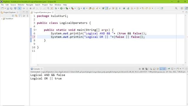 Core JAVA - Logical Operators