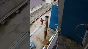 Демонтаж старой вентиляции с люльки