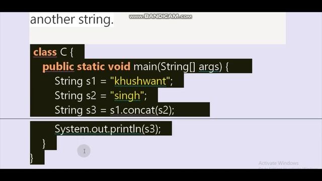 Concatenating Strings in Java |String class Methods in Java  |khushwant singh