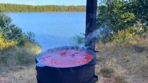 Как готовят Борщ по Полтавски с галушками. Готовим на природе, на огне