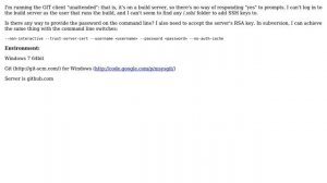 Is there a way to provide GIT password on the windows command line, and to accept the servers...