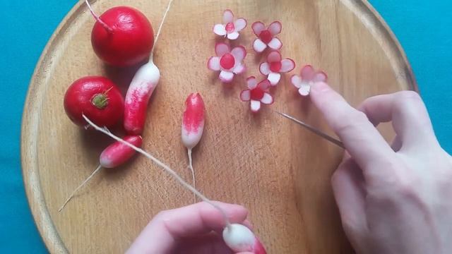 Цветы из редиса. Как красиво нарезать редис для украшения блюд смотреть онлайн