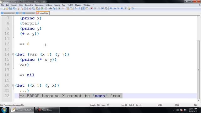 Common Lisp Tutorial - (3) let, let*, setq, defun, phew! смотреть онлайн