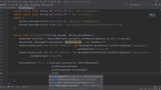Send SMS using AWS SNS with Java SDK | AWS SNS Java Demo | AWS SNS Tutorial | AWS Java SDK Demo