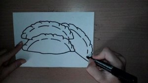 How to draw vareniki / Comment dessiner des boulettes / Cómo dibujar albóndigas / Wir ziehen Knödel