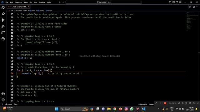 WHAT IS FOR LOOP IN JAVASCRIPT? DAY 46 - 75 HARD CODING CHALLENGE.