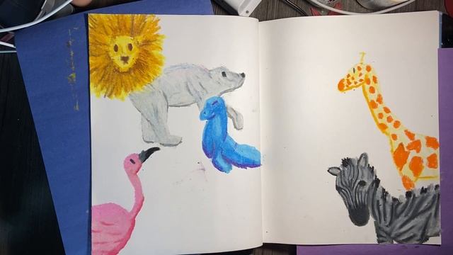 Paint with me- oil pastel zoo animals and watercolor flowers смотреть онлайн