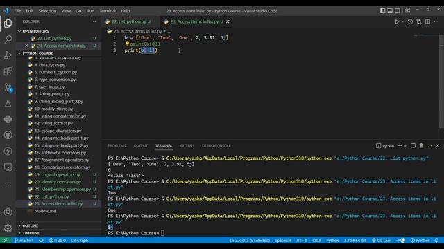How to access items from list in python?