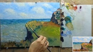 ? Клод Моне  "Прогулка по скалам в Пурвиле"/живопись маслом/Марина Бердник #живопись #tutorial #art