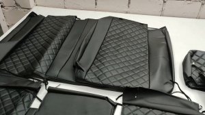 Чехлы на сиденья Skoda Rapid, 2012-2021, спинка делится, Экокожа, черная, отстрочка РОМБ