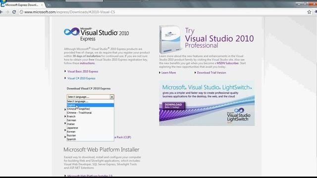 C# Tutorial 1 -  Installing Microsoft Visual C# 2010 Express