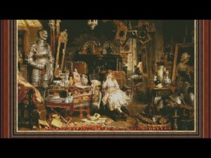 Начало нового процесса. Н. Пышнограева,, Девочка и рыцарь,, #вышивкамногоцветки #вышивкаполукрест