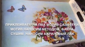 Декупаж подноса со старениемDecoupage tea tray