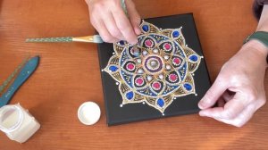 Как покрыть картину со стразами лаком? Точечная роспись . Мандала.