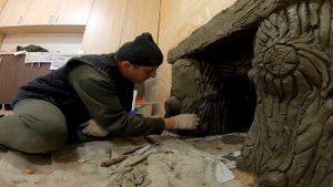 Монтаж портала банной печи. Отделка банной печи под арт бетон