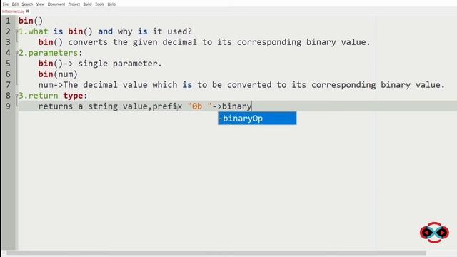 Bin function in python