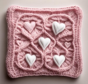 ВЯЗАНИЕ, КВАДРАТНЫЕ МОТИВЫ С СЕРДЦАМИ ОТ НЕЙРОСЕТИ. ПОДБОРКА №1.
