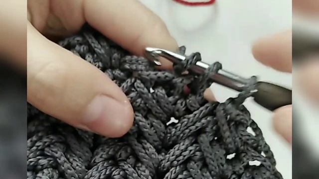 Все ищут такой узор. Вязание из шнура крючком.Узор для корзинки.