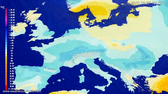 Temperature forecast Europe 2013-02-24 00:00:00