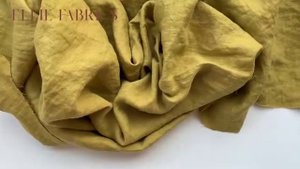 Ткань для шитья лён умягчённый с эффектом мятости (крэш) шартрез   (Белорусский лен). Льняная ткань