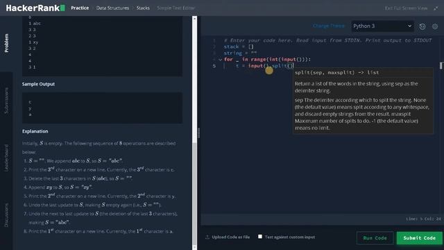 138 - Simple Text Editor | Stacks | Hackerrank Solution | Python