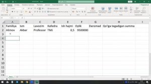 EXCEL 1-DARS || EXCEL DASTURI INTERFEYSI VA FORMULALAR YARATISH