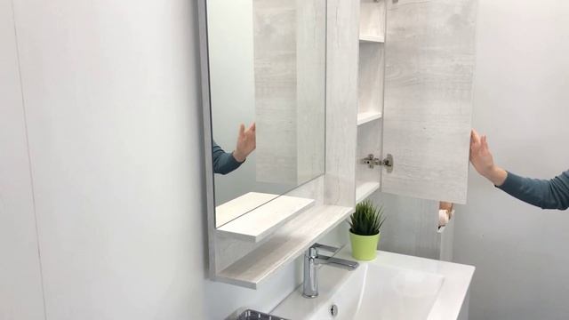 Зеркало со шкафом Comforty Верона 90 4136714 Дуб белый смотреть онлайн