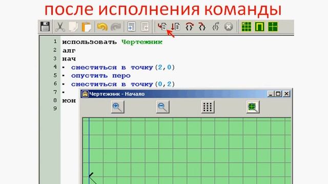Работа в программе Кумир, исполнитель Чертежник смотреть онлайн
