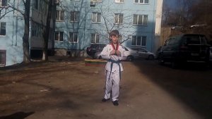 Taekwondo WTF. 2 пхумсэ, 2019. Съемка со спины. (Тхэгук И Чан)