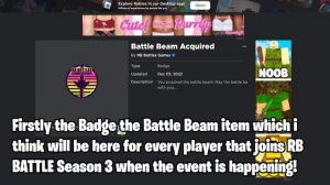 How To Get RB Battles Battle Beam For FREE In Roblox!