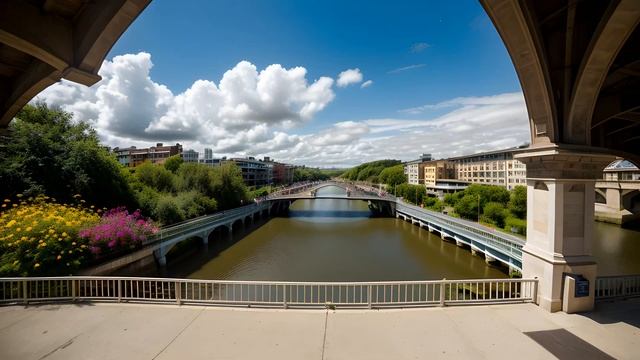 Curious Contrasts on a Vibrant Bridge An Exploration of Urban and Natural Elements смотреть онлайн