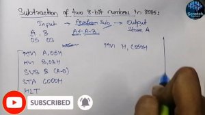 8 bit subtraction in 8085 microprocessor| Subtraction of two 8 bit numbers in 8085|8 bit subtractio