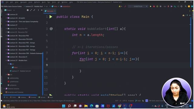 Bubble Sort Algorithm | Optimized Bubble Sort | Lecture-37 | Java and DSA Foundation course смотреть онлайн