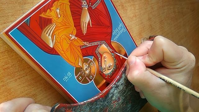 РУКОПИСНАЯ ИКОНА . Ставлю жемчуга на иконе Тихвинской Пресвятой Богородицы . смотреть онлайн