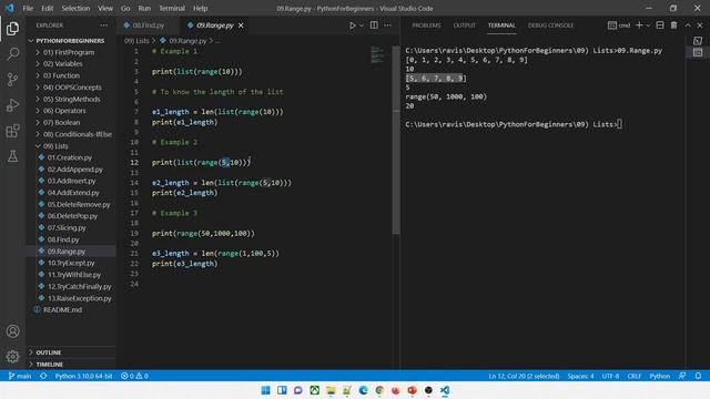 12 | Lists in Python (2/2) | Exception Handling in Python | Searching in Python | Range in Python