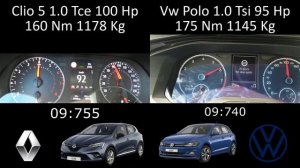 Acceleration Battle-Top Speed Renault Clio 5 1.0 TCe 100 Hp VS Vw Polo 1.0 Tsi 95 Hp Yarışı 0-180