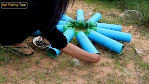 Вау!! Умная девушка делает рыбную ловушку, используя много труб из ПВХ, чтобы поймать рыбу