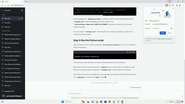 Running a process in pythonw with Popen without a console