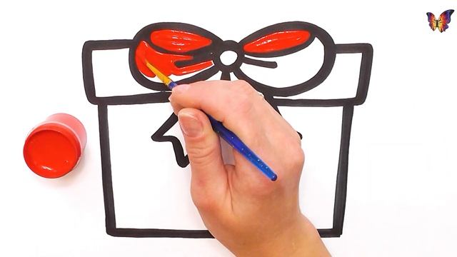 Как нарисовать подарок / Раскраска Подарок на Рождество / Раскраски Малышам смотреть онлайн