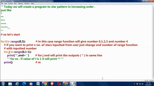 Star Pattern Program in Python | #1 | Gnosis learning