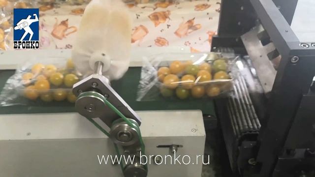 Горизонтальная упаковочная машина. Упаковка помидоров в коррексе по 500 гр
