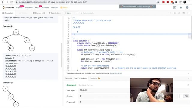 LeetCode 1569. Number of Ways to Reorder Array to Get Same BST смотреть онлайн