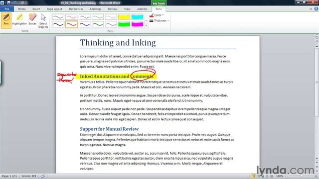 0305 Using the inking features with a tablet computer to write directly in a document смотреть онлайн