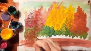 Как нарисовать осень красками гуашь легко и быстро. Мастер класс, рисуем осень с детьми.