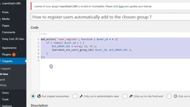 #LearnDash : How to register users automatically to the chosen group ?