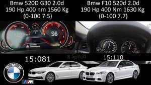 Bmw 520d G30 2.0d 190 hp VS Bmw F10 520d 190 Hp 0-200 acceleration Battle Top speed pov
