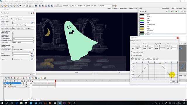 Управление прозрачностью графики в Toon Boom Harmony.