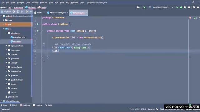 simple attendance list java programming смотреть онлайн