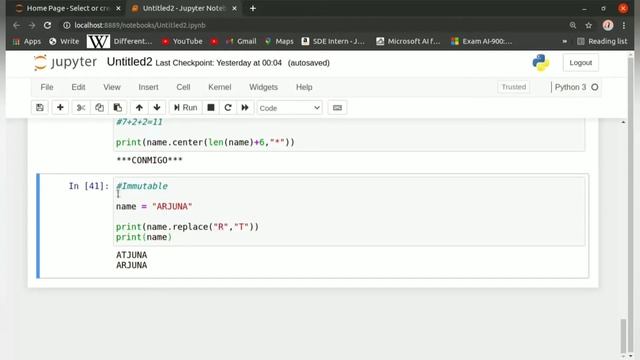 String are Immutable: Tutorial 11